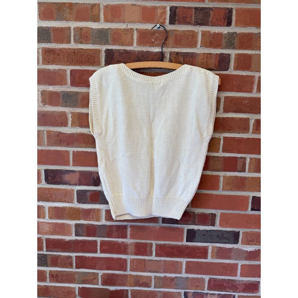 Condor Cream Knit Cropped Sweater Vest Rayon Silk Blend M - Picture 3 of 3